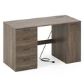 53" Computer Desk with 4 Storage Drawers & Cabinet, Home Office Desk w/ Charging Station, Adjustable Shelf & Cable Management for Study, Makeup