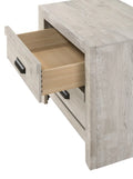 3pc Rustic Beige Gray Finish Bedroom Furniture Queen Size Bed Nightstand Chest Set