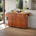 Lofka 52 - Inch Kitchen Island with Storage on Wheels with Wood Drop Leaf, Ideal for Small Kitchens