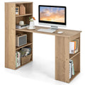 48" Computer Desk with 6-Tier Storage Shelves, 3-in-1 Reversible Writing Desk w/ Bookshelf & CPU Stand, Space-Saving Home Office Workstation