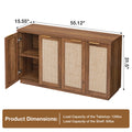Hommpa Sideboard Buffet Cabinet Rattan Kitchen Storage Organizer with 5 - Position Adjustable Shelf & 2 Doors Boho Farmhouse Accent Cabinets TV Console for Living Dining Room Coffee Bar
