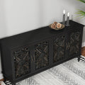 HLR 48" Accent Cabinet with 4 Doors, Vintage Hollow Carving Storage Credenza, Sideboards and Buffets Cabinet for Living Room, Kitchen, Dining Room, Entryway