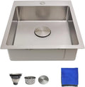 17 in Bar Sink Drop in - Small Kitchen Sink, Modern 18 Gauge Stainless Steel Sink with Brushed Finish, 17"x19"x6" Single Bowl Kitchen Sinks for RV, Prep, and Outdoor Use