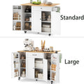 Noelse Kitchen Island with Storage, Island Table for Kitchen with Drop Leaf, Spice Rack, Towel Bar for Small Kitchens, White - White-Large