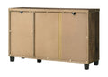 Qumbnk Wood Shoes Storage Cabinet with Handle, 3 Door Accent Cabinet for Living Room, Bedroom, Dark Brown