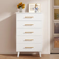Bedroom Furniture Set - Includes Queen Bed Frame, Nightstands Set of 2, 5 - Drawer Dresser & Vanity Desk - Modern Storage Solution for Stylish Home Decor, Beige/White