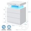 Hommpa LED Nightstand Wireless Charging Station USB Type C Outlets Bedside Table 3 Drawers Black Night Table Modern Smart Nightstand High Gloss End Side Table for Bedroom Furniture 26.8" Tall