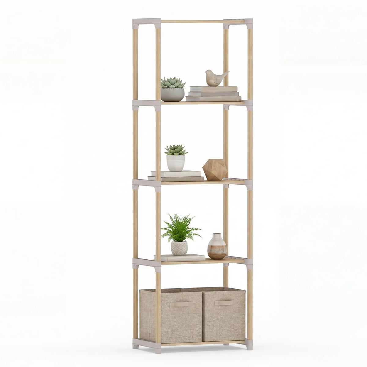 Tangkula 4/5-Tier Solid Wood Bookshelf for Home Office