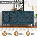 HLR 48" Accent Cabinet with 4 Doors, Vintage Hollow Carving Storage Credenza, Sideboards and Buffets Cabinet for Living Room, Kitchen, Dining Room, Entryway