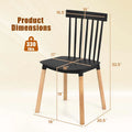 Set of 4 Windsor Dining Chairs, Modern Armless Side Kitchen Chairs with Spindle Back, Curved Seat & Solid Wood Legs for Living Room, Restaurant