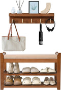 Shoe Rack for Front Door Entrance, 28 Entryway Bench with Coat Rack, Hall Tree Shoe Bench with Storage for Entry, Hallway, Bedroom, Living Room