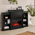 70" Fireplace Mantel TV Stand with Storage Shelves, Freestanding Wood Media Console for 28.5" Fireplace Insert, Living Room & Bedroom - Brown