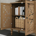 HLR 48" Accent Cabinet with 4 Doors, Vintage Hollow Carving Storage Credenza, Sideboards and Buffets Cabinet for Living Room, Kitchen, Dining Room, Entryway