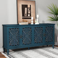 HLR 48" Accent Cabinet with 4 Doors, Vintage Hollow Carving Storage Credenza, Sideboards and Buffets Cabinet for Living Room, Kitchen, Dining Room, Entryway