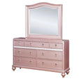 Contemporary Rosé Gold Twin Size Bed 6pc Set Dresser Mirror Nightstand Chest Padded HB Tufted Bedroom Furniture Solid Wood