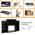 70" Fireplace Mantel TV Stand with Storage Shelves, Freestanding Wood Media Console for 28.5" Fireplace Insert, Living Room & Bedroom