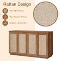 Hommpa Sideboard Buffet Cabinet Rattan Kitchen Storage Organizer with 5 - Position Adjustable Shelf & 2 Doors Boho Farmhouse Accent Cabinets TV Console for Living Dining Room Coffee Bar