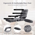 Folding Lazy Sofa Floor Chair with 6-Position Adjustable Backrest, Lumbar Pillow & Armrests, Indoor Chaise Lounge Sofa for Gaming, Living Room