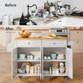 Lofka 52 - Inch Kitchen Island with Storage on Wheels with Wood Drop Leaf, Ideal for Small Kitchens