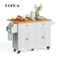Lofka 52 - Inch Kitchen Island with Storage on Wheels with Wood Drop Leaf, Ideal for Small Kitchens