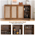 Hommpa Sideboard Buffet Cabinet Rattan Kitchen Storage Organizer with 5 - Position Adjustable Shelf & 2 Doors Boho Farmhouse Accent Cabinets TV Console for Living Dining Room Coffee Bar