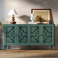HLR 48" Accent Cabinet with 4 Doors, Vintage Hollow Carving Storage Credenza, Sideboards and Buffets Cabinet for Living Room, Kitchen, Dining Room, Entryway